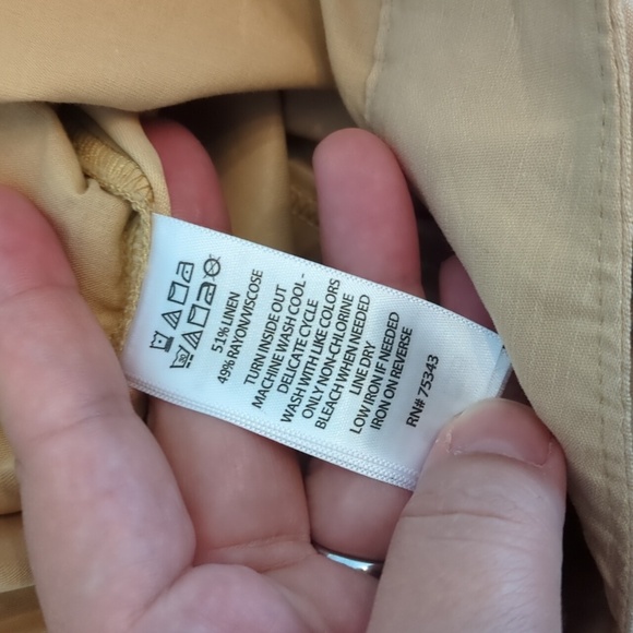 H Halston Beige Wide-Leg High Waisted Paper Bag Linen Blend Beachy Trousers XL - Picture 6 of 6